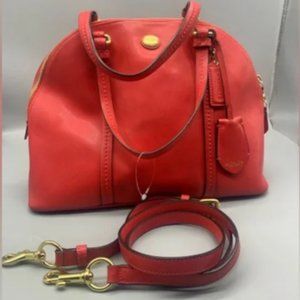 COACH | PEYTON LEATHER CORA DOMED SATCHEL PERSIMMON RED GOLD